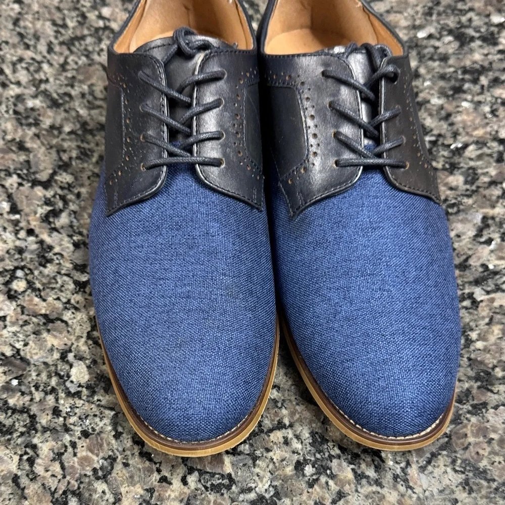 La Milano leather black and blue Everett Men's Oxfords EUC 11